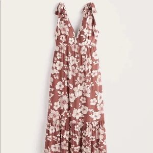 Abercrombie & Fitch Tie-Strap Babydoll Midaxi Dress, Size Large